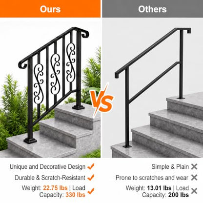 3 Step Wrought Iron Handrail