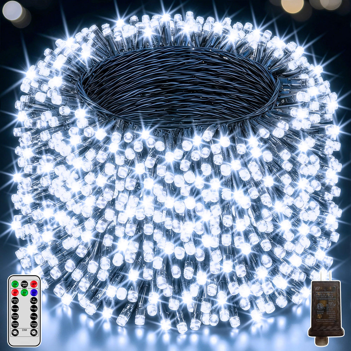 1000 LED Christmas Lights Outdoor 328 FT Cool White Remote and Plug (Cool White / 1000 LED)