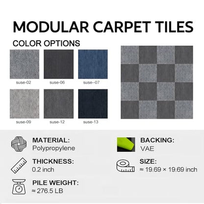 32 Pieces of 20x20 inch Square Carpet Tiles