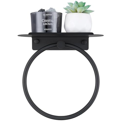 Swivel Towel Ring with Shelf Matte Black