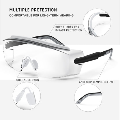 Anti fog Safety Glasses Over Glasses (White&black)
