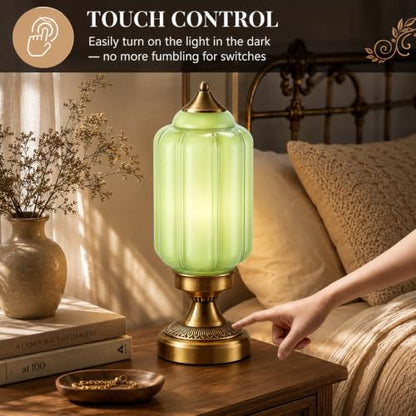Vintage Brass Table Lamp with Glass Shade