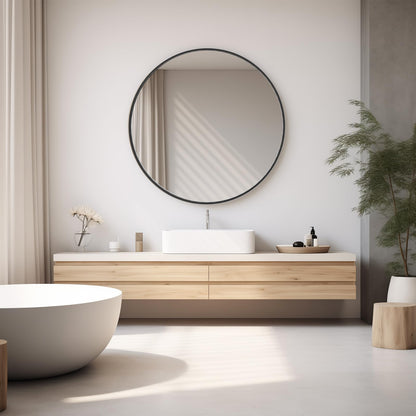 30 Inch Round Wall Mirror (Black / 30"L x 30"W / Round)