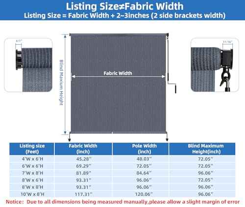 Outdoor Roller Shades for Patio 6ft Wide (Blue Gray / 72"W x 72"H)