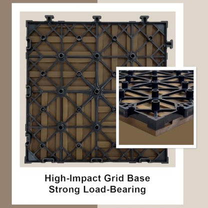9 Pcs Wood Interlocking Deck Tiles
