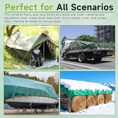 Heavy Duty Canvas Tarp 8x12ft