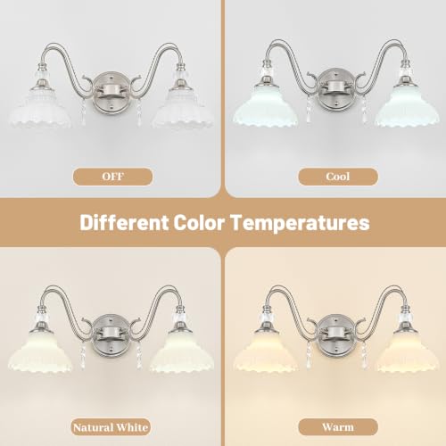 Brushed Nickel Bathroom Vanity Light (Nickel and White / 2-Light)