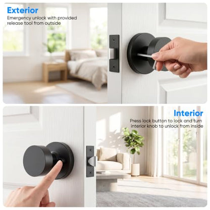 Matte Black Door Knobs Interior 5 Pack (Matte Black)