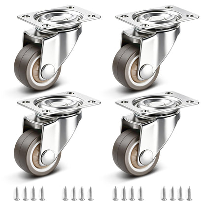 1" Silent Rubber 360 Degree Swivel Plate Casters (1" (no brake))