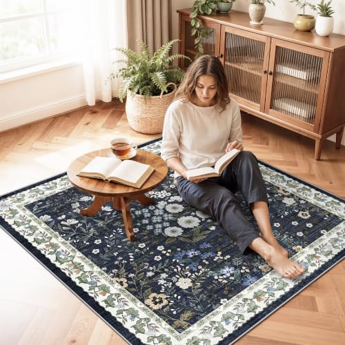 4x4 Square Entry Rug Foyer Entryway (Blue / 4x4)