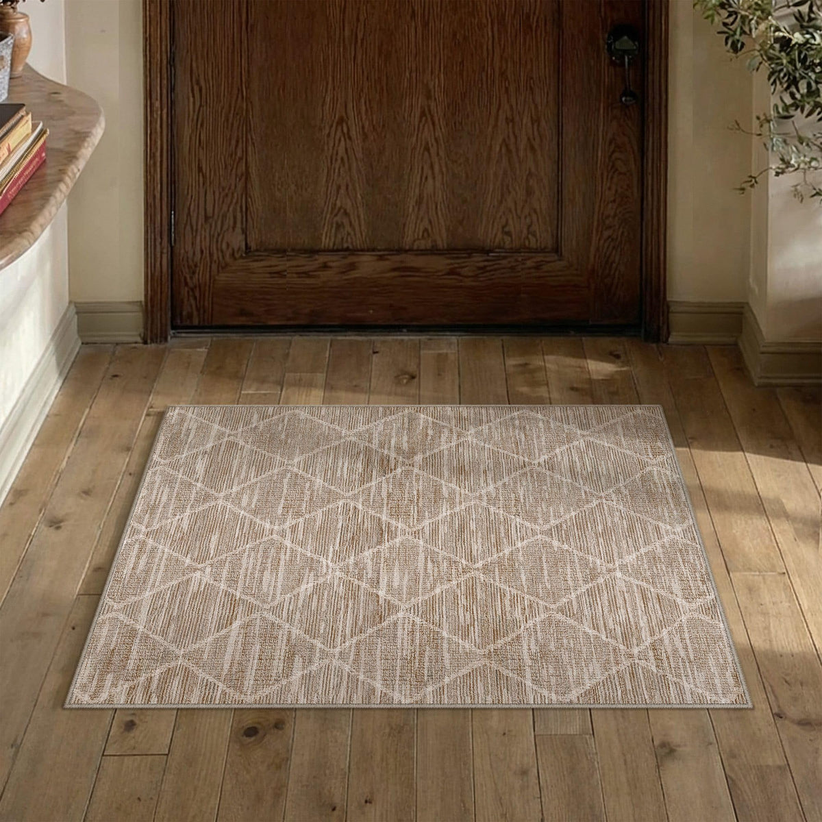 2x3 Area Rugs Brown Washable Entryway Rug (L| Brown / 2' x 3' (Rectangular))