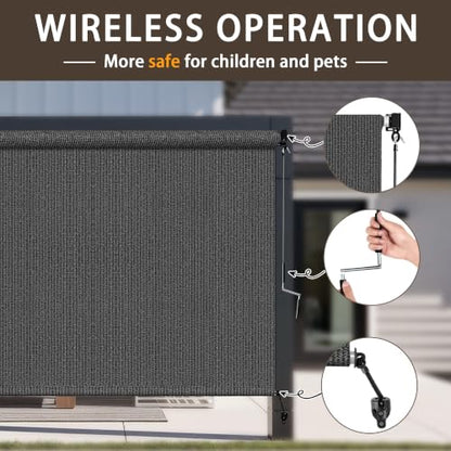 Outdoor Roller Shades for Patio (Grey / 72"W x 96"H)