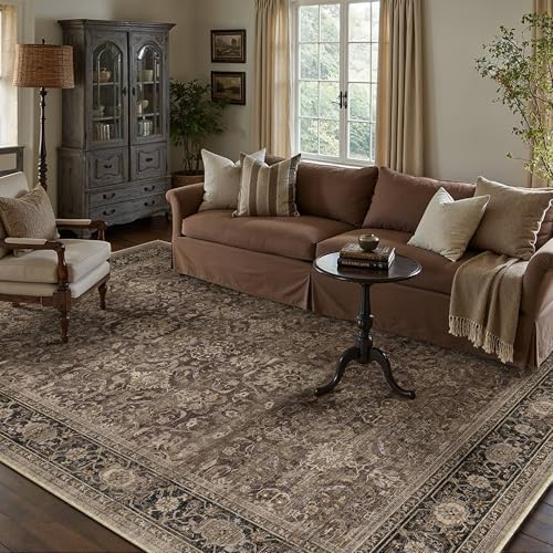 Brown Washable 5x8 Area Rugs for Living Room Bedroom (Retro | Brown / 5' x 8' (Rectangular))