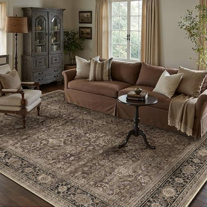 Brown Washable 5x8 Area Rugs for Living Room Bedroom (Retro | Brown / 5' x 8' (Rectangular))