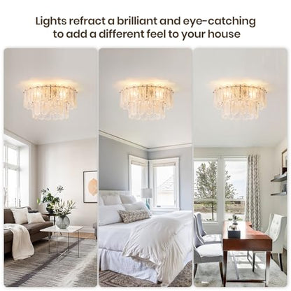 Crystal Caged Ceiling Fan with Light Flush Mount