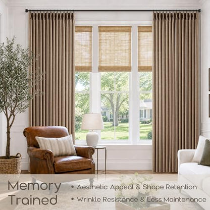 Rust Brown Linen Pleated Semi Sheer Curtains 84 Inches Long 2 Panels Set (Rust Brown / 40"W x 84"L (Pack of 2))