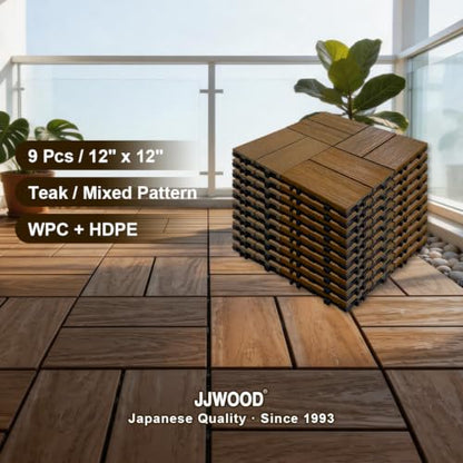 9 Pcs Wood Interlocking Deck Tiles