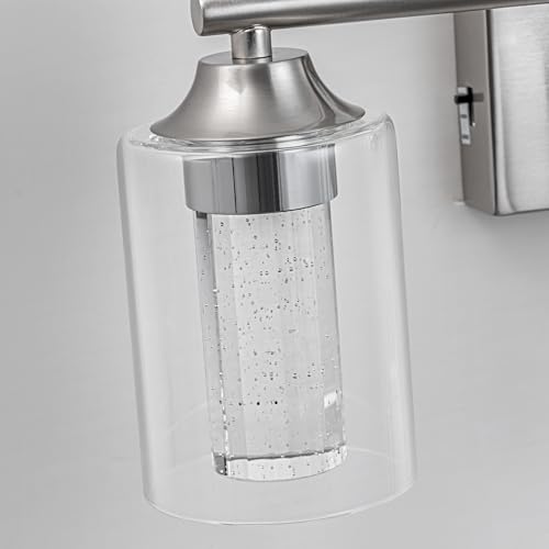 3 Light Brushed Nickel Bathroom Vanity Light with 3 Color Modes (3-light / Brushed Nickel)