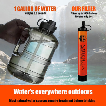 3 Pack Water Filter Straw with Emergency Whistle (3-Pack(Orange) / 3-Pack)