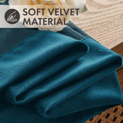 Peacock Blue Velvet Curtains 4 Panel Set Back Tab 40x90 Inch Long (Peacock Blue / 40"W x 90"L (Pack of 4))