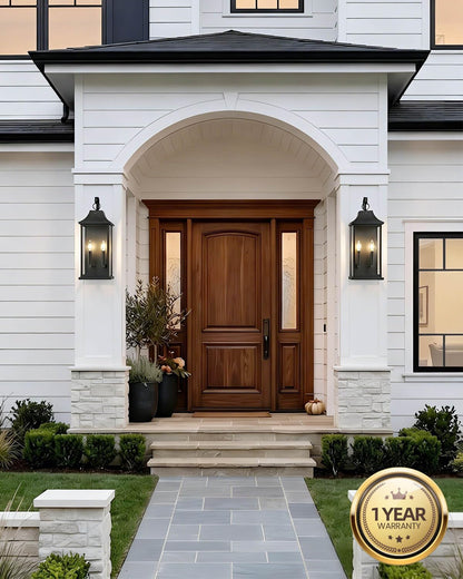 22" Large Outdoor Lantern Lights Dusk to Dawn 2 Pack (Black / 22 Inch)