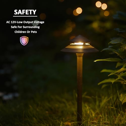 Pathway Lights Low Voltage Outdoor Landscape Lighting 2W 70 Lumen 2700K 12V AC Path Lights Warm White Light with Bulb Connector Spike Stake for Garden Yard Driveway Lawn