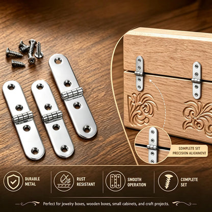 20 Sets Silver Right Latch Hook Hasp & Hinges Kit with Matching Screws (Silver)