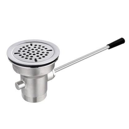 3-1/2" Commercial Sink Drain with Twist Handle, Brass Waste Drain Valve Stopper, Anti-Clog & Leakproof Design for Restaurant 1/2/3 Compartment Sink