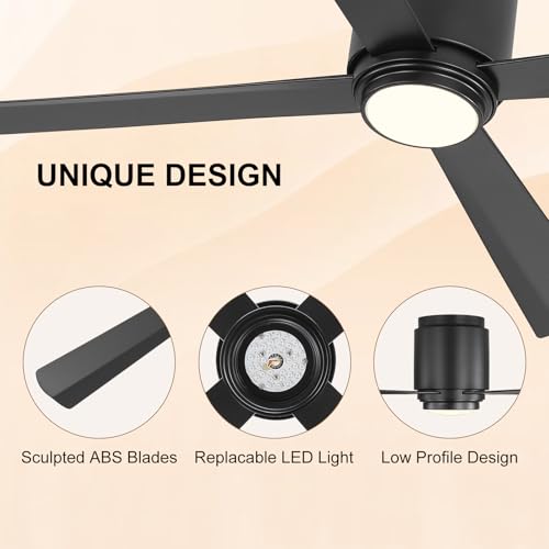 Flush Mount DC Ceiling Fan with Light