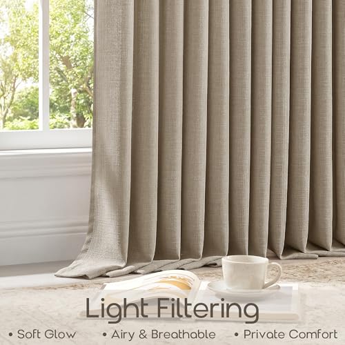 Short Pinch Pleated Linen Country Light Filtering Curtains 40x24 2 Panels (Burlywood Birch / 40"W x 24"L (Pack of 2))