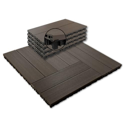 9 Pcs WPC Wood Deck Tiles