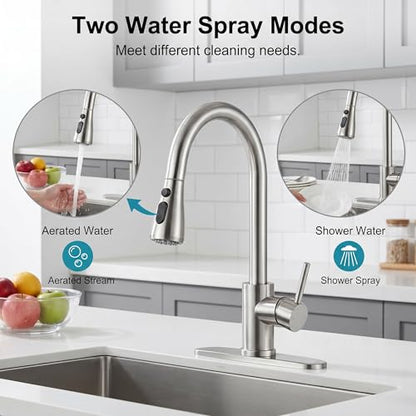 Kitchen Faucets with Soap Dispenser (Silver)