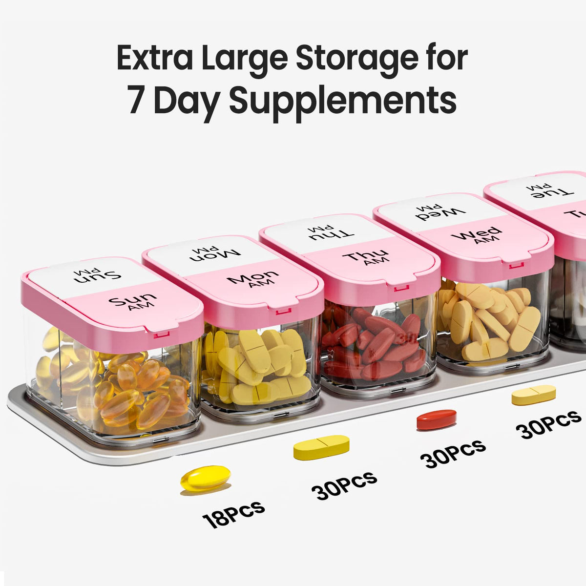 Extra Large Pill Organizer Weekly (Pink)