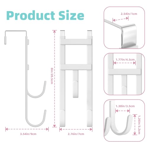4 Pack Over the (White / Short hooks-4 Packs Fit 1-1/2'' Interior Door)