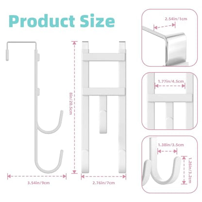 4 Pack Over the (White / Short hooks-4 Packs Fit 1-1/2'' Interior Door)