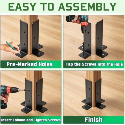 Adjustable Deck Post Anchor Brackets Kit Fit 1.5x1.5