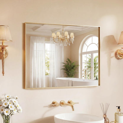 Bathroom Mirrors for Over Sink (Gold-rec Groove / 22"L x 30"W)