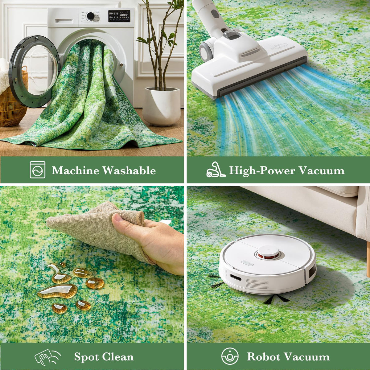 8x10 Green Area Rug for Living Room (Green / 8' x 10' (Rectangular))