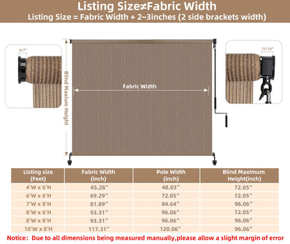 Outdoor Roller Shades (Walnut / 120"W x 96"H)