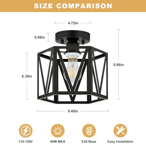 Farmhouse Semi Flush Mount Ceiling Light