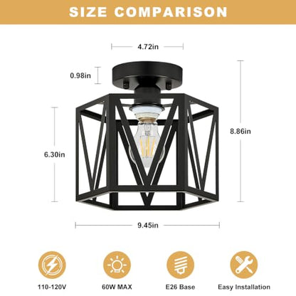 Farmhouse Semi Flush Mount Ceiling Light