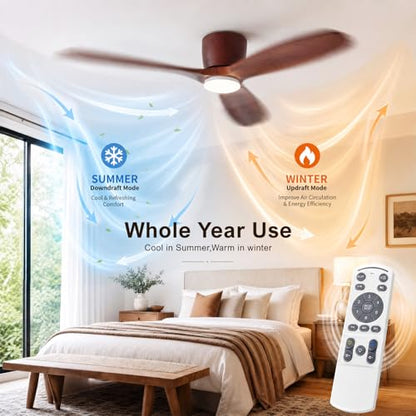 52" Wooden Ceiling Fan with Light