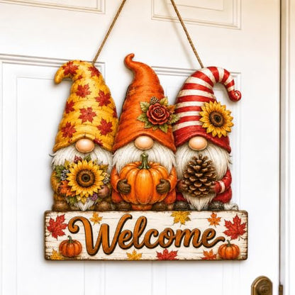 Fall Door Decor Wooden Welcome Sign