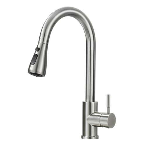 Kitchen Faucet with Pull Down Sprayer for Laundry & Utility Sink (Brushed Nickel)