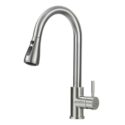 Kitchen Faucet with Pull Down Sprayer for Laundry & Utility Sink (Brushed Nickel)