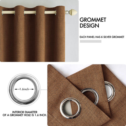 100% Blackout Linen Curtains for Bedroom 42x84 Inches Brown (Brown / 42"W x 84"L (Pack of 2))