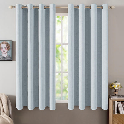 100% Blackout Linen Curtains for Bedroom 52x63 Inches Chambray Blue (Chambray Blue / 52"W x 63"L (Pack of 2))