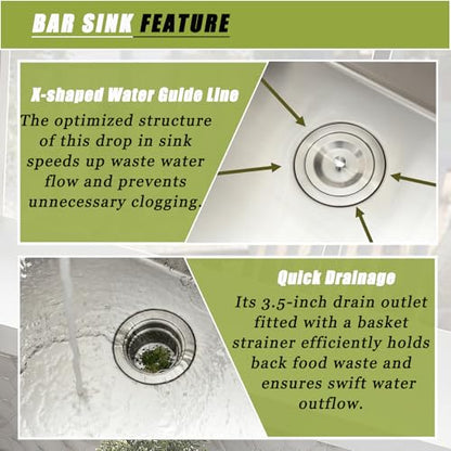 18 Gauge Drop In Stainless Steel Kitchen Sink