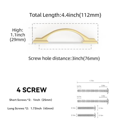 30 Pack 3 Inch (Brushed Gold / 3'' Hole Center(76mm))
