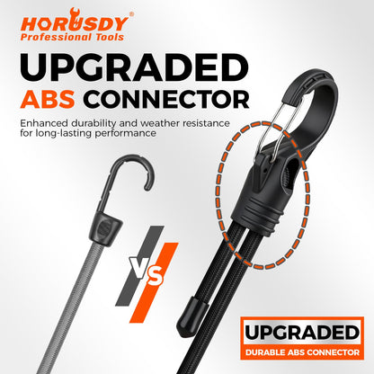 4-Piece 36-inch Adjustable Bungee Cords with Hooks, Easily Adjust from 7" to 36", Heavy Duty Outdoor Carabiner Bungee Cords, Black Super Elastic Cord for Cargo, Camping, Tents, Luggage (4pcs 36" Adjustable Black)
